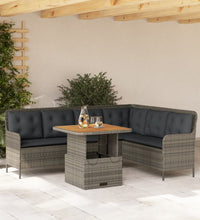 2-tlg. Garten-Sofagarnitur mit Auflagen Poly Rattan Grau