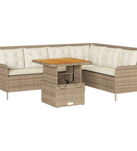 2-tlg. Garten-Sofagarnitur mit Kissen Beige Poly Rattan