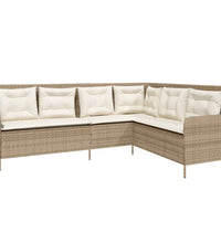 2-tlg. Garten-Sofagarnitur mit Kissen Beige Poly Rattan