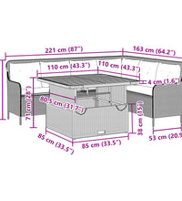 2-tlg. Garten-Sofagarnitur mit Auflagen Schwarz Poly Rattan
