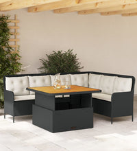 2-tlg. Garten-Sofagarnitur mit Auflagen Schwarz Poly Rattan