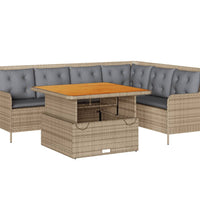 2-tlg. Garten-Sofagarnitur mit Kissen Beige Poly Rattan