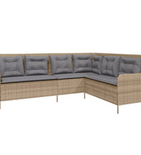 2-tlg. Garten-Sofagarnitur mit Kissen Beige Poly Rattan