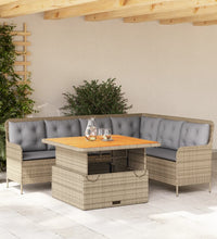 2-tlg. Garten-Sofagarnitur mit Kissen Beige Poly Rattan