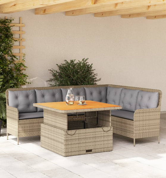 2-tlg. Garten-Sofagarnitur mit Kissen Beige Poly Rattan