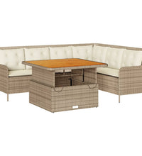 2-tlg. Garten-Sofagarnitur mit Kissen Beige Poly Rattan