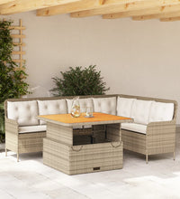 2-tlg. Garten-Sofagarnitur mit Kissen Beige Poly Rattan