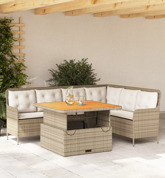 2-tlg. Garten-Sofagarnitur mit Kissen Beige Poly Rattan