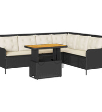 2-tlg. Garten-Sofagarnitur mit Auflagen Schwarz Poly Rattan