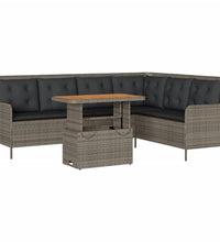 2-tlg. Garten-Sofagarnitur mit Auflagen Poly Rattan Grau