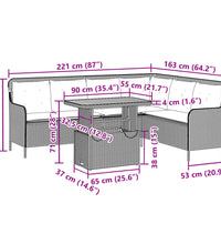 2-tlg. Garten-Sofagarnitur mit Auflagen Poly Rattan Grau