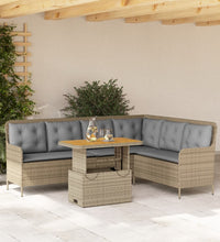 2-tlg. Garten-Sofagarnitur mit Kissen Beige Poly Rattan