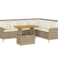 2-tlg. Garten-Sofagarnitur mit Kissen Beige Poly Rattan