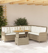 2-tlg. Garten-Sofagarnitur mit Kissen Beige Poly Rattan