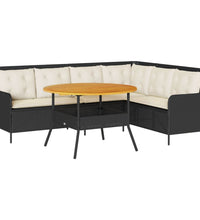 2-tlg. Garten-Sofagarnitur mit Auflagen Schwarz Poly Rattan