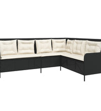 2-tlg. Garten-Sofagarnitur mit Auflagen Schwarz Poly Rattan