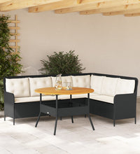 2-tlg. Garten-Sofagarnitur mit Auflagen Schwarz Poly Rattan