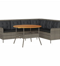 2-tlg. Garten-Sofagarnitur mit Auflagen Poly Rattan Grau