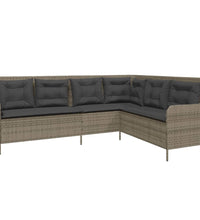 2-tlg. Garten-Sofagarnitur mit Auflagen Poly Rattan Grau