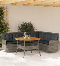 2-tlg. Garten-Sofagarnitur mit Auflagen Poly Rattan Grau