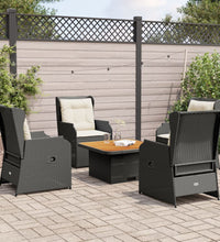 5-tlg. Garten-Lounge-Set mit Kissen Schwarz Poly Rattan