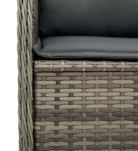 3-tlg. Garten-Lounge-Set mit Kissen Grau Poly Rattan