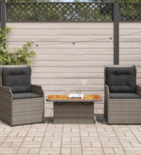 3-tlg. Garten-Lounge-Set mit Kissen Grau Poly Rattan