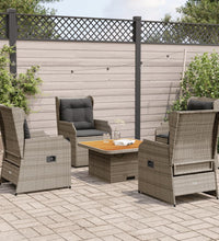 5-tlg. Garten-Lounge-Set mit Kissen Grau Poly Rattan