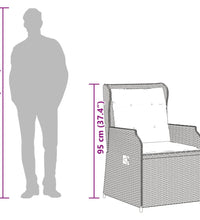 3-tlg. Garten-Lounge-Set mit Kissen Beige Poly Rattan