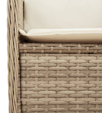 3-tlg. Garten-Lounge-Set mit Kissen Beige Poly Rattan