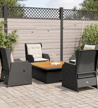 5-tlg. Garten-Lounge-Set mit Kissen Schwarz Poly Rattan