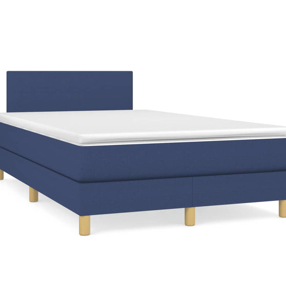 Boxspringbett mit Matratze Blau 120x190 cm Stoff