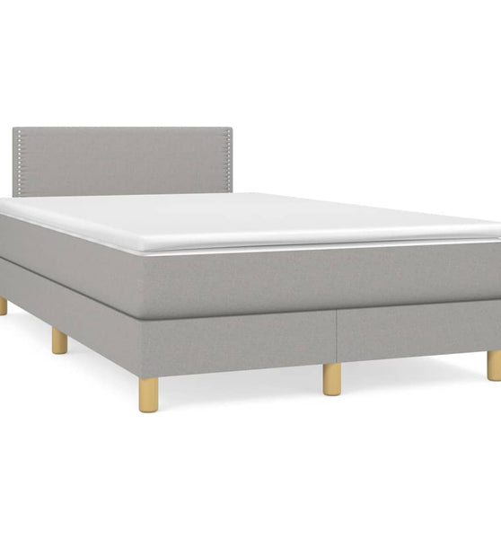 Boxspringbett mit Matratze Hellgrau 120x190 cm Stoff