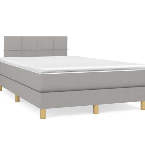 Boxspringbett mit Matratze Hellgrau 120x190 cm Stoff