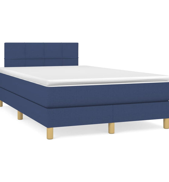 Boxspringbett mit Matratze Blau 120x190 cm Stoff