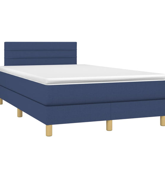 Boxspringbett mit Matratze Blau 120x190 cm Stoff