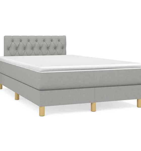 Boxspringbett mit Matratze Hellgrau 120x190 cm Stoff