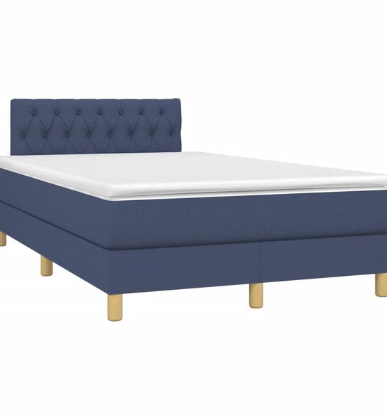 Boxspringbett mit Matratze Blau 120x190 cm Stoff