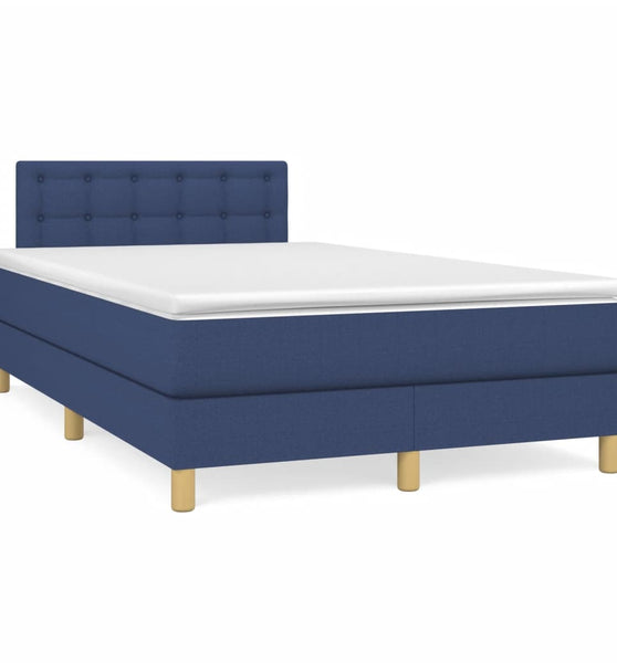 Boxspringbett mit Matratze Blau 120x190 cm Stoff