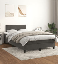 Boxspringbett mit Matratze Dunkelgrau 120x190 cm Samt