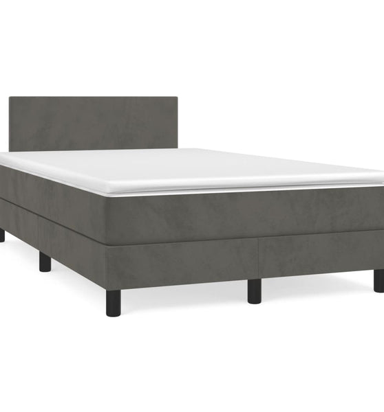 Boxspringbett mit Matratze Dunkelgrau 120x190 cm Samt