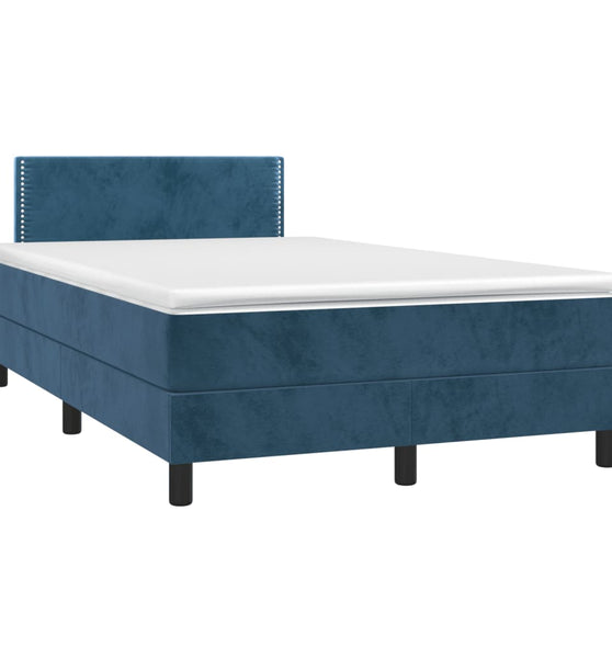 Boxspringbett mit Matratze Dunkelblau 120x190 cm Samt