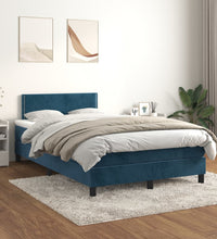 Boxspringbett mit Matratze Dunkelblau 120x190 cm Samt