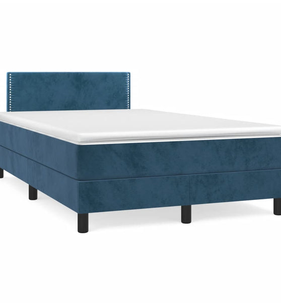 Boxspringbett mit Matratze Dunkelblau 120x190 cm Samt