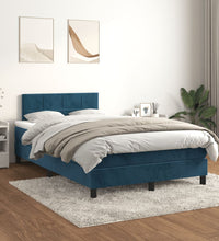 Boxspringbett mit Matratze Dunkelblau 120x190 cm Samt