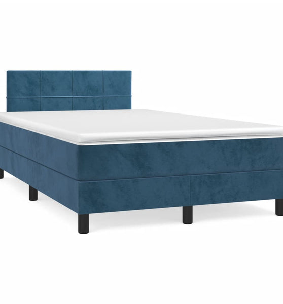 Boxspringbett mit Matratze Dunkelblau 120x190 cm Samt