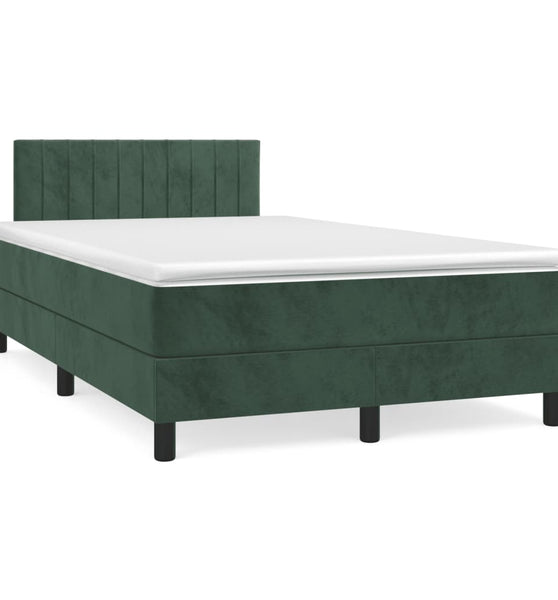 Boxspringbett mit Matratze Dunkelgrün 120x190 cm Samt