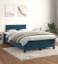 Boxspringbett mit Matratze Dunkelblau 120x190 cm Samt