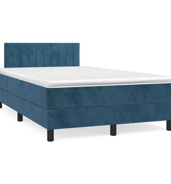 Boxspringbett mit Matratze Dunkelblau 120x190 cm Samt