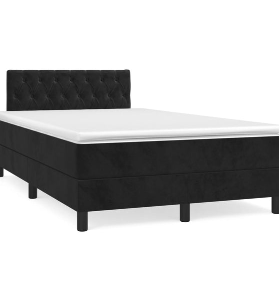 Boxspringbett mit Matratze Schwarz 120x190 cm Samt